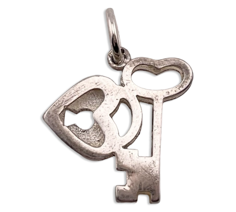 sterling silver heart key pendant