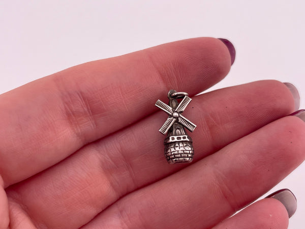 800 silver 3D windmill charm pendant
