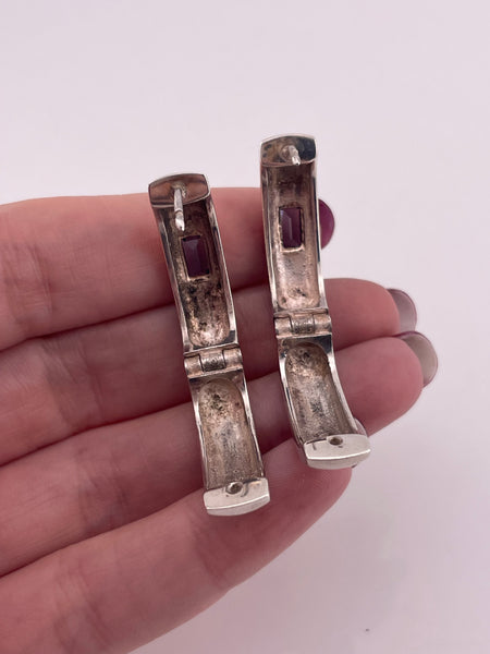 sterling silver & 14k gold faceted iolite hinge hoop earrings