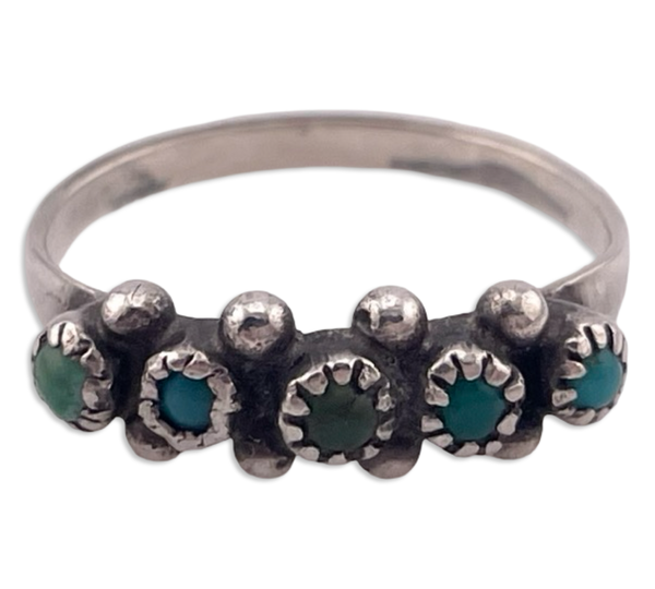 size 6.5 sterling silver turquoise snake eye row ring