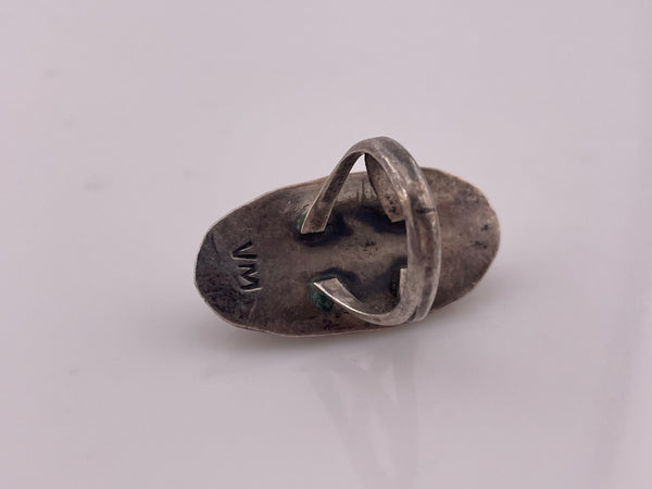 size 5.25 sterling silver mother of pearl stamped ring