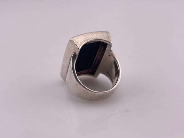 size 5.75 sterling silver rectangle onyx ring