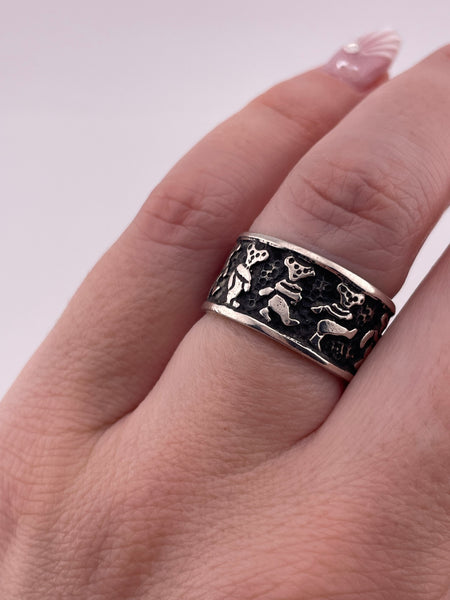 size 6.75 sterling silver bear band ring
