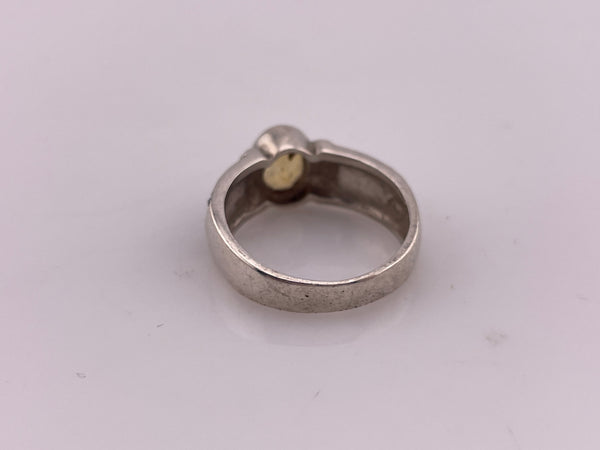 size 8 sterling silver faceted citrine marcasite ring