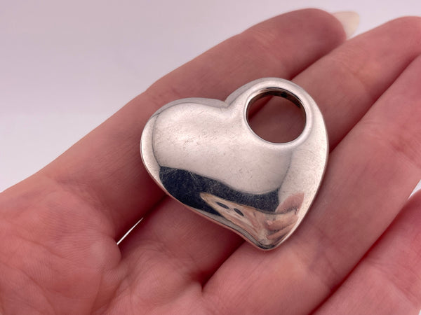 sterling silver puffy heart stoneless pendant