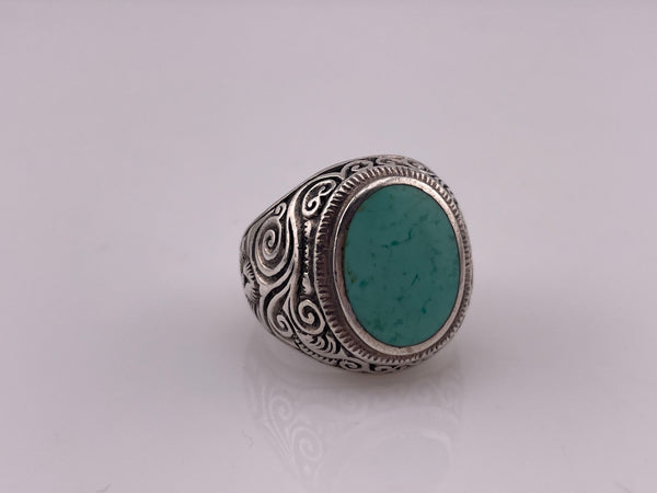 size 10 sterling silver chunky synthetic turquoise ring