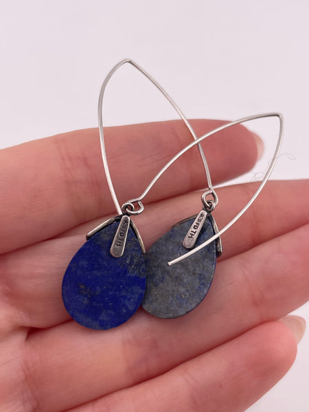 sterling silver lapis dangle threader earrings