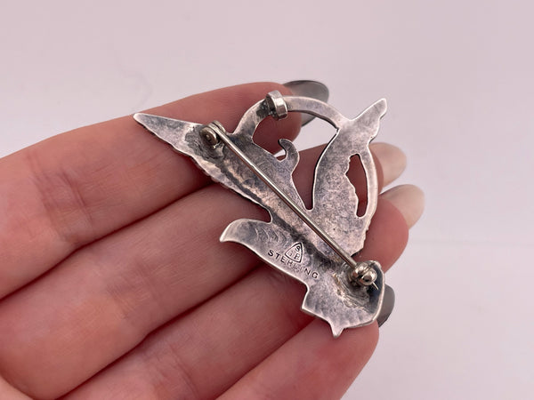 sterling silver soaring bird pendant brooch