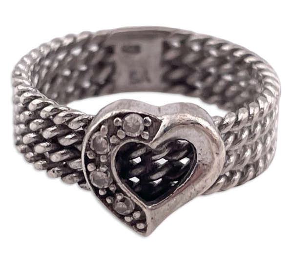 size 7 sterling silver rhinestone heart ring