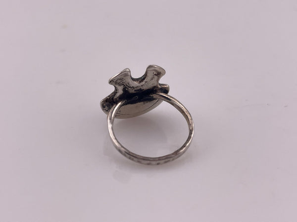 size 5 sterling silver funky brutalist onyx ring