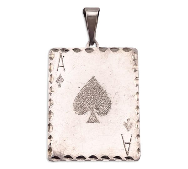 sterling silver large ace of spades card pendant