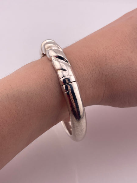 950 silver Italian stoneless San Marco style hinge bangle bracelet **AS IS**