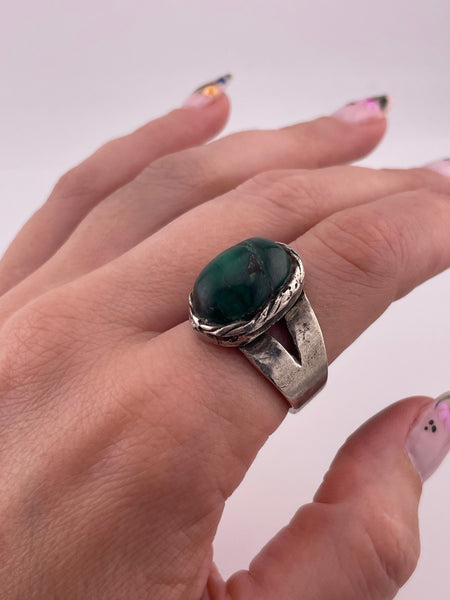 size 9.5 sterling silver malachite ring