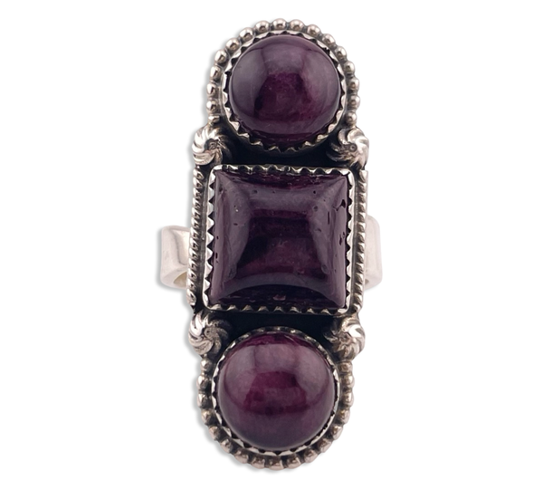 size 8.5 sterling silver purple spiny oyster adjustable band ring