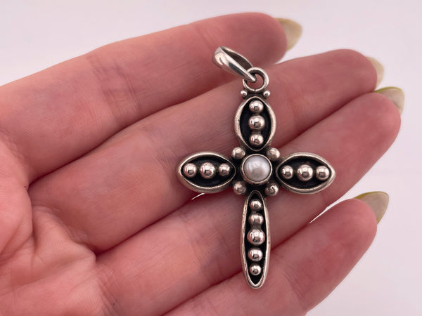 sterling silver Silpada pearl cross pendant