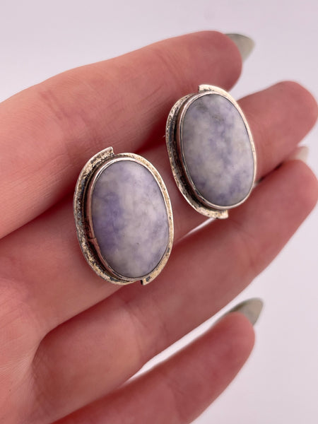 sterling silver white purple post earrings