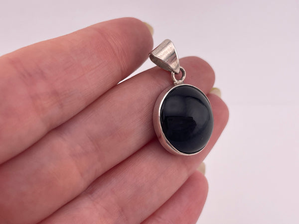 sterling silver blue tigers eye pendant