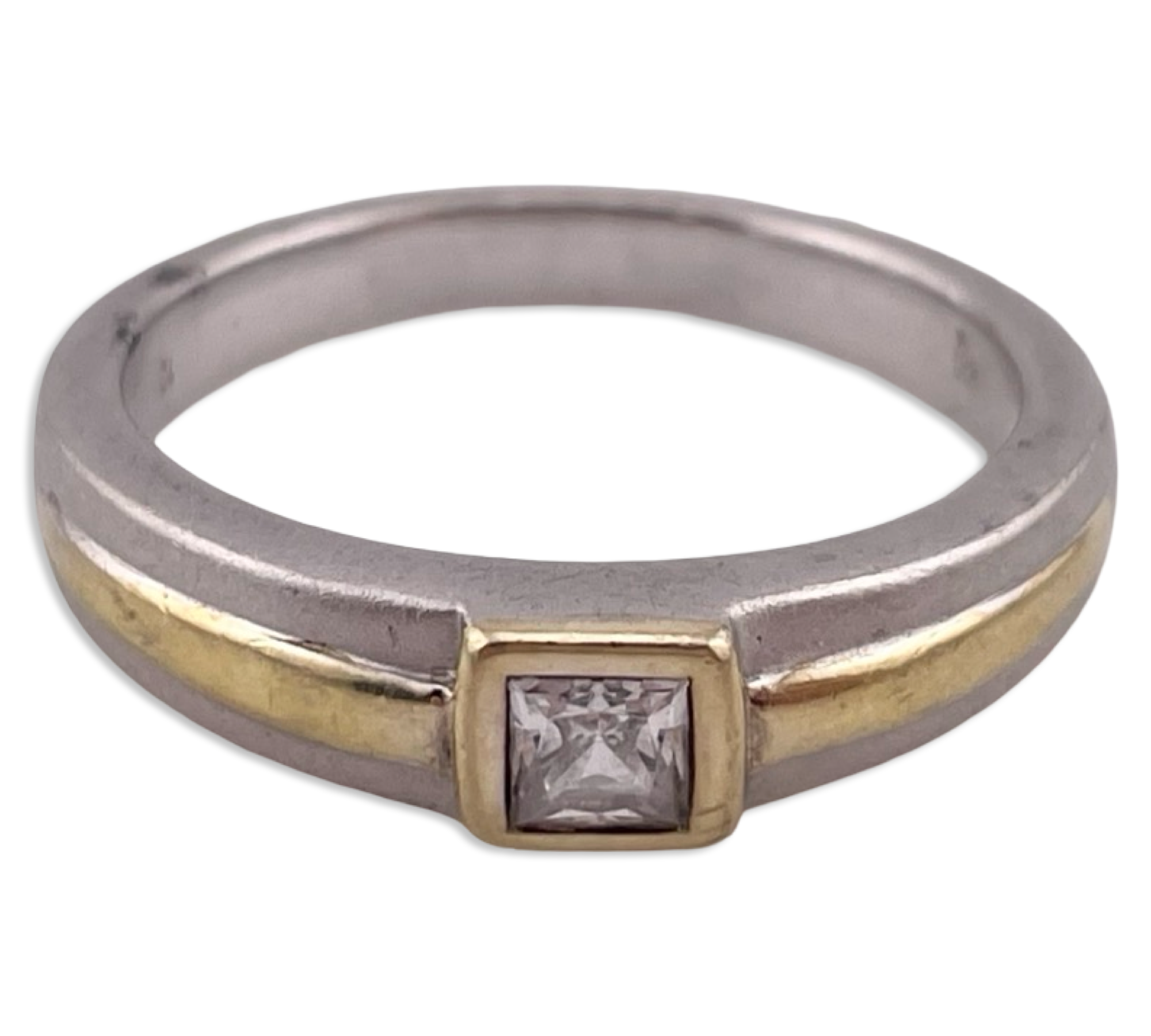 size 12 sterling silver gold wash rhinestone ring