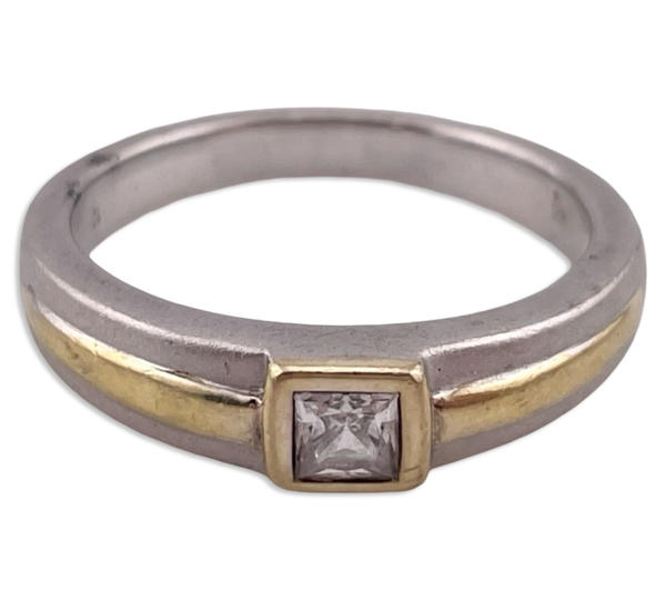 size 12 sterling silver gold wash rhinestone ring