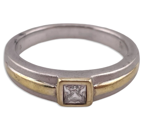 size 12 sterling silver gold wash rhinestone ring