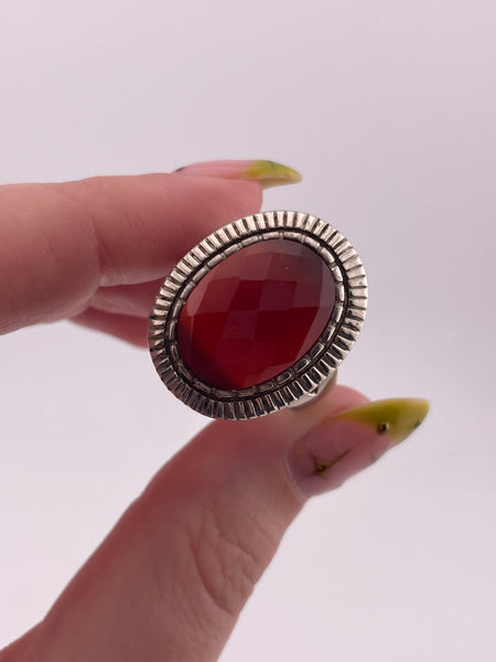size 10 sterling silver faceted carnelian ring