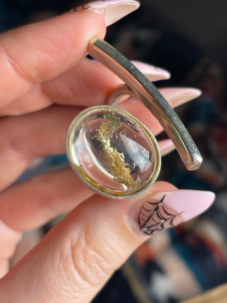 size 10.5 sterling silver artisan golden rod rutilated quartz ring