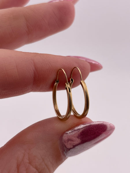 14k yellow gold simple 1/2" square round hoop earrings
