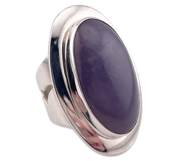 size 6.5 sterling silver DRT purple jade ring