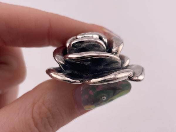 sterling silver hollow rose flower pendant