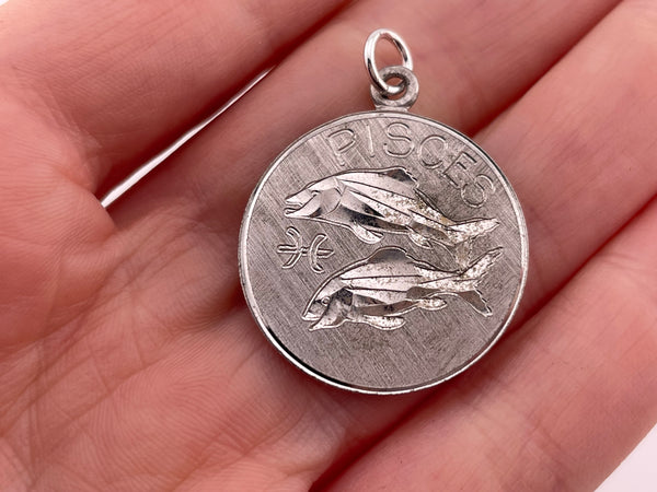 sterling silver rhodium plated Pisces the Fish zodiac pendant