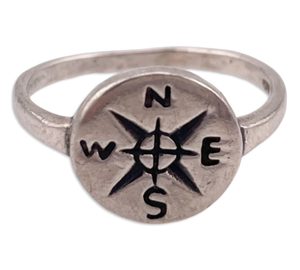 size 6.75 sterling silver compass rose ring