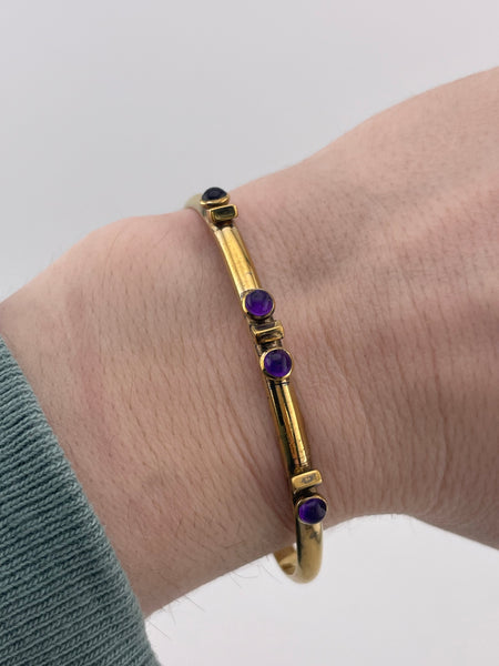 gold plated sterling silver amethyst cuff bracelet