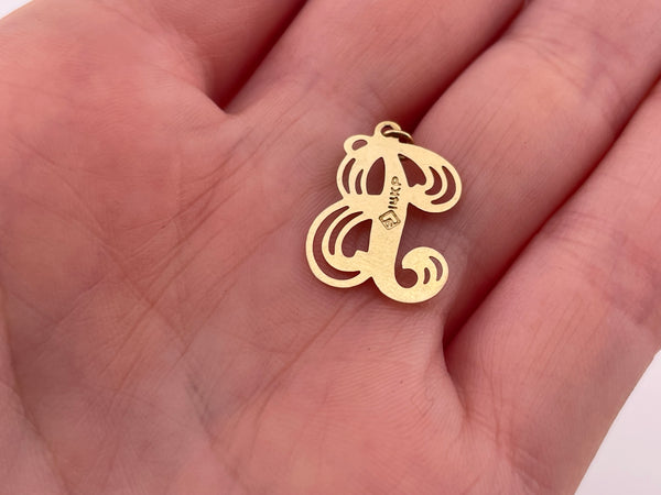 14k yellow gold 'B' letter initial pendant