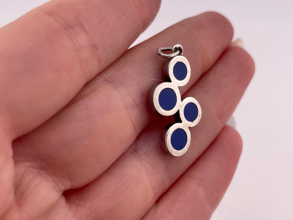 sterling silver blue resin circles pendant