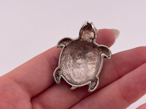sterling silver marcasite resin turtle pendant