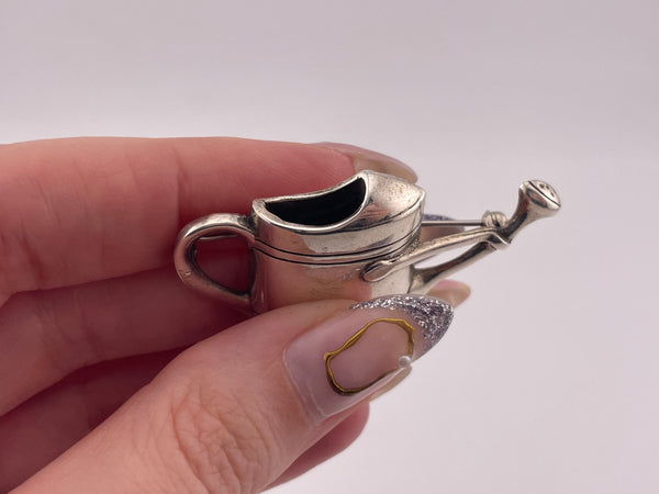 sterling silver watering can posy flower holder pin brooch