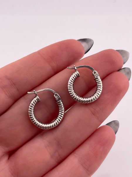 sterling silver 5/8" textured tube hoop earrings