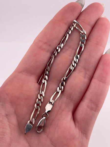 sterling silver 7" figaro chain link bracelet
