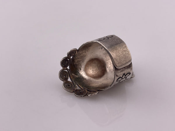 size 6.5 sterling silver flower wide adjustable ring