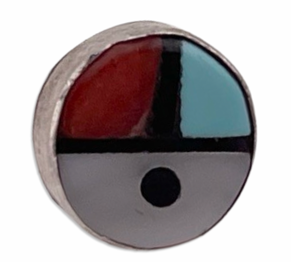 sterling silver multi-stone inlay sunface lapel pin