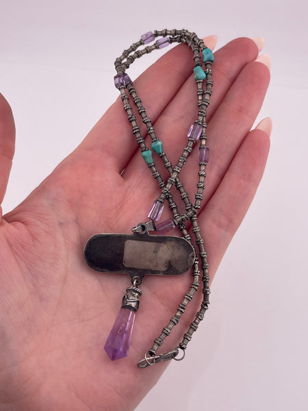 sterling silver amethyst & turquoise necklace