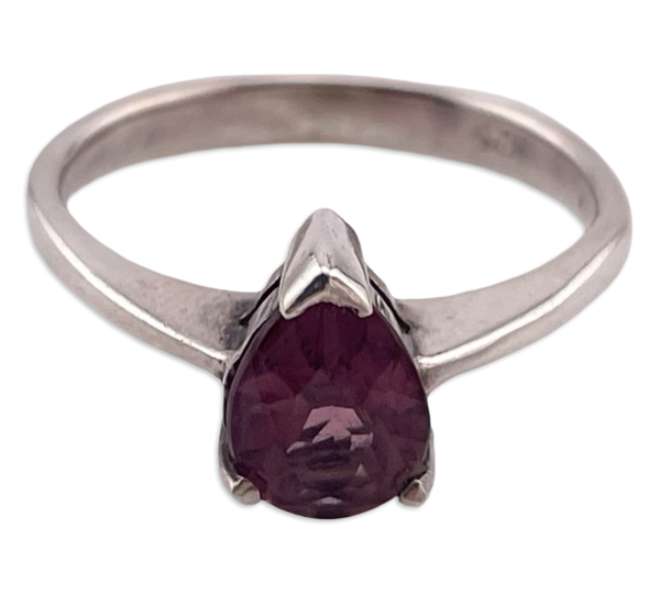 size 7 sterling silver faceted glass ring