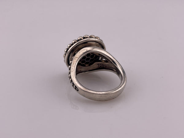 size 7 sterling silver designer Lagos Caviar Maya onyx circle ring
