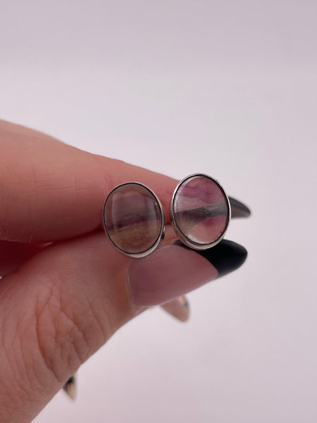 sterling silver rainbow fluorite post earrings