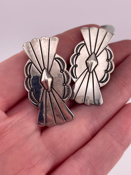 sterling silver Navajo Larry Sandoval concho clip on earrings