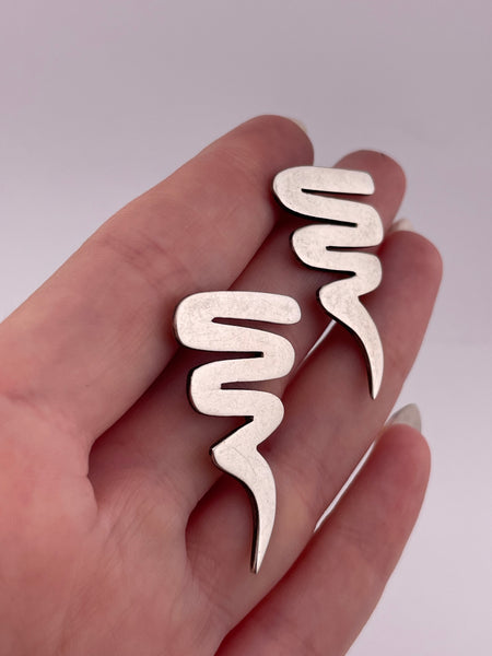 sterling silver Mexican zig-zag squiggle post earrings
