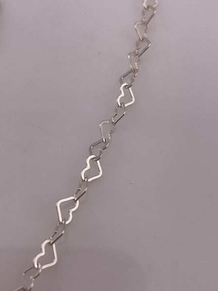 sterling silver 16-1/2" heart link chain lariat necklace