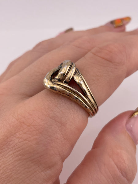 size 9 sterling silver gold washstoneless textured knot ring