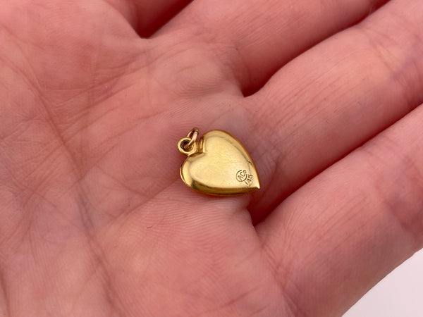 14k yellow gold puffy heart pendant