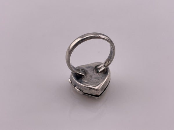 size 5.25 sterling silver etched heart locket ring